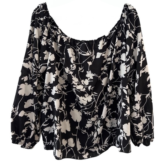 SHEIN Tops - Women’s Plus Size Off The Shoulder Long Sleeve Floral Print Blouse Top